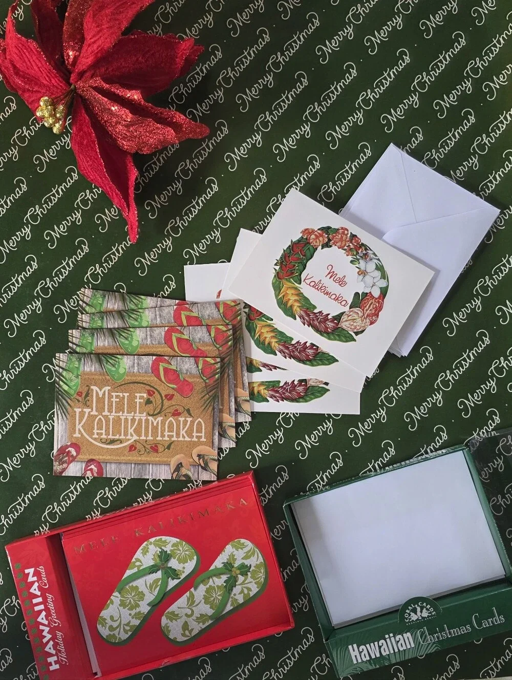 Hawaiian Mele Kalikimaka Christmas Cards Lot 14 Hawaii Holiday Greeting Cards